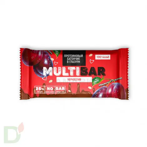 Батончик протеиновый Мультибар в глазури с черносливом 40гр в Новосибирске