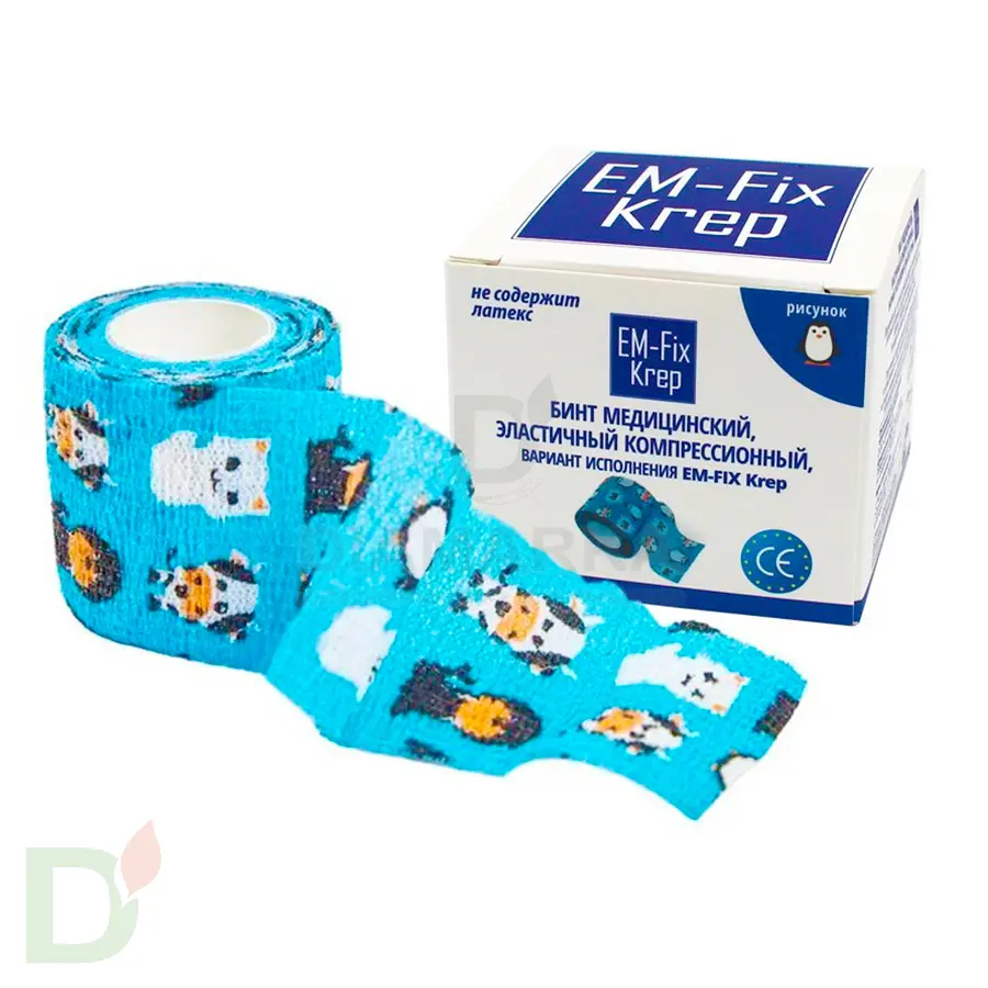 Бинт эластичный когезивный EM-fix krep Детский, 5см х 4,5м в Новосибирске