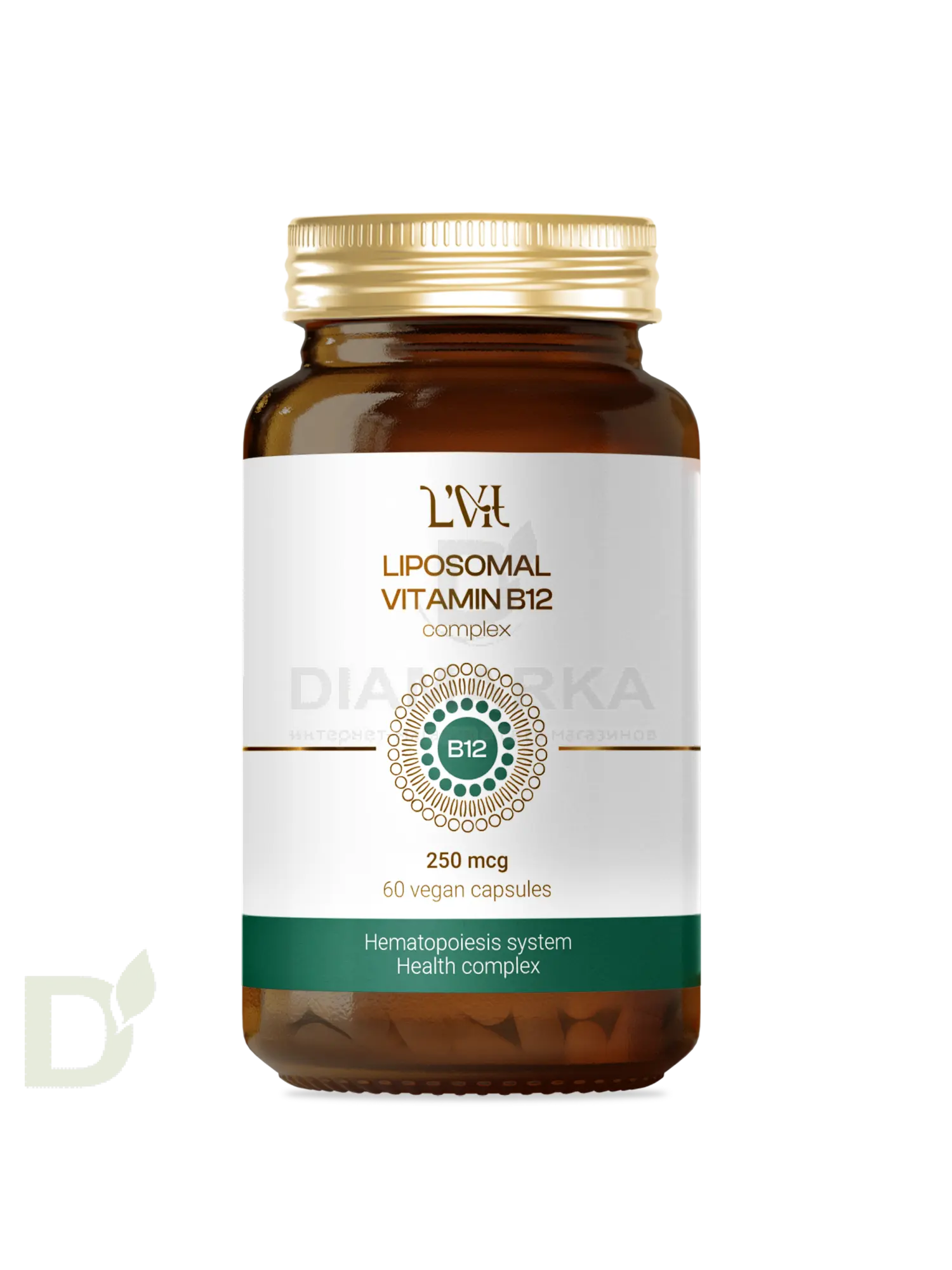 Витамины L'Vit Liposomal Vitamin B12+B9 complex, 250+200 мг в 1 капсуле, 60 капс в Новосибирске