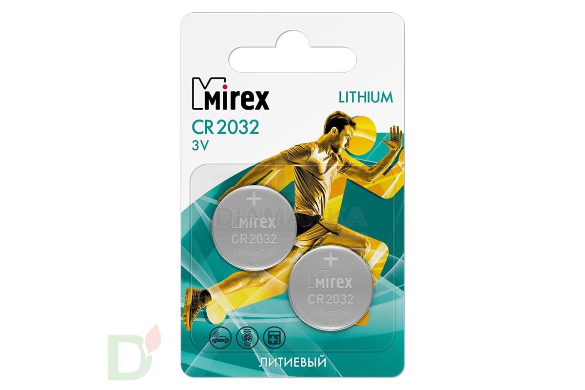 Элемент питания Mirex CR2032 блистер 2шт.