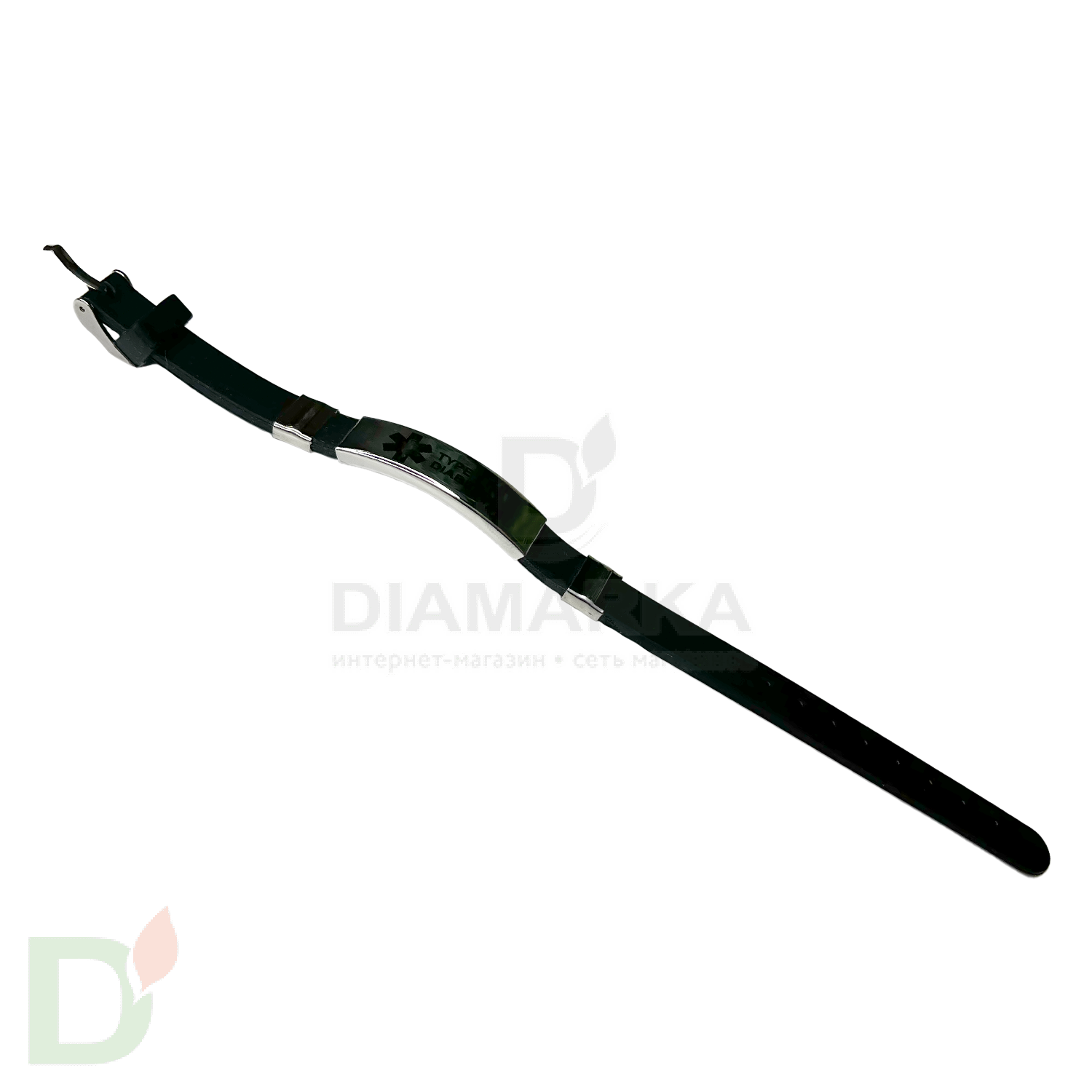 Браслет силиконовый Диабет 2 типа с застежкой (16-21см) в Новосибирске