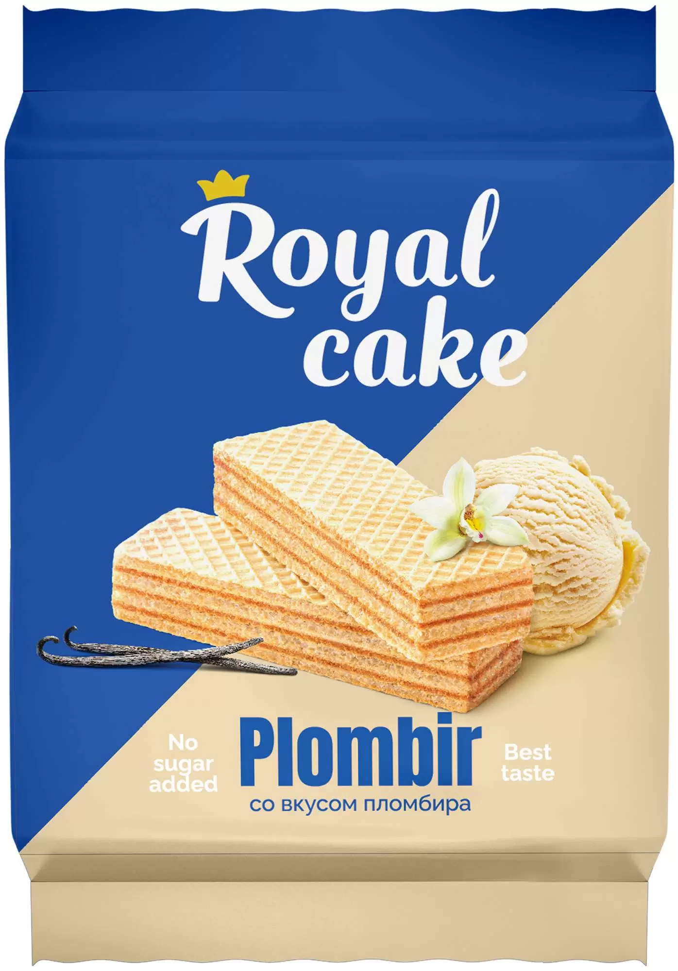 Вафли Royal cake со вкусом «ПЛОМБИР» без сахара, 120 г в Новосибирске