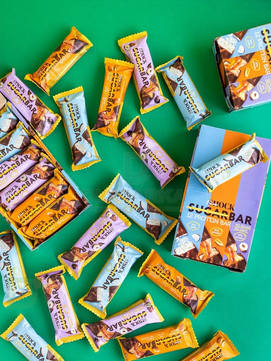 Батончик протеиновый FitnesShock Шоколадная карамель-фундук 50гр. в Новосибирске